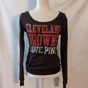 PINK Victoria's Secret Cleveland Browns X-Small Long Sleeve Tee - Brown, Orange